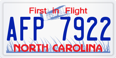 NC license plate AFP7922