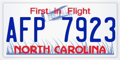 NC license plate AFP7923