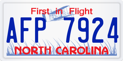 NC license plate AFP7924