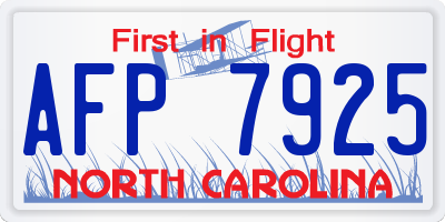 NC license plate AFP7925