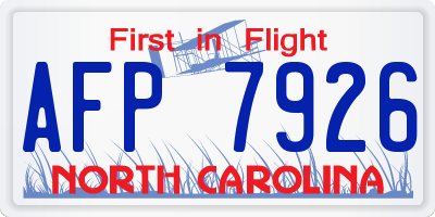 NC license plate AFP7926