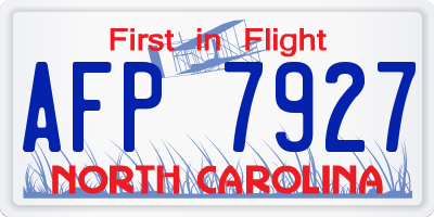 NC license plate AFP7927