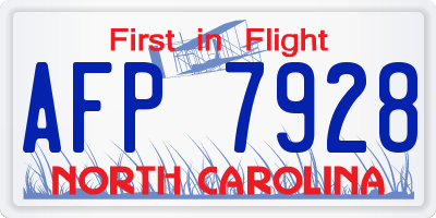 NC license plate AFP7928