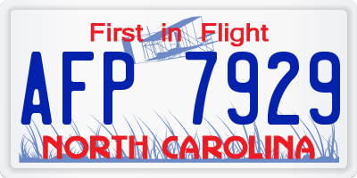 NC license plate AFP7929