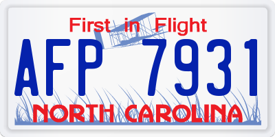 NC license plate AFP7931