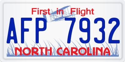 NC license plate AFP7932