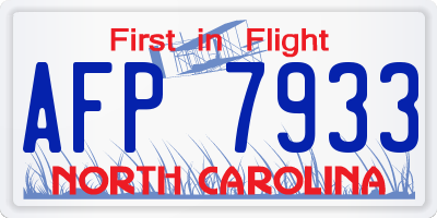 NC license plate AFP7933