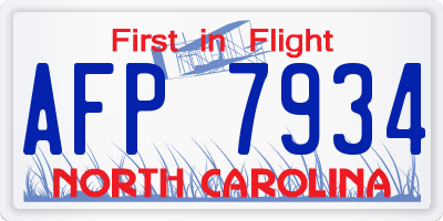 NC license plate AFP7934