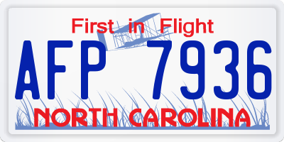 NC license plate AFP7936