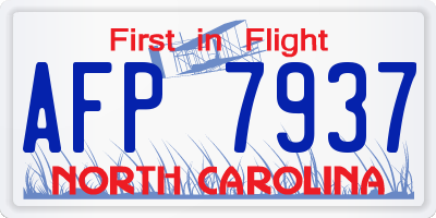 NC license plate AFP7937
