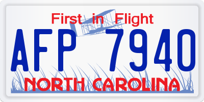 NC license plate AFP7940