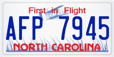 NC license plate AFP7945