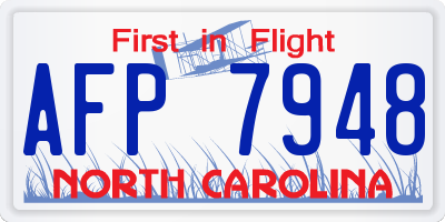 NC license plate AFP7948
