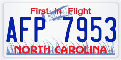 NC license plate AFP7953