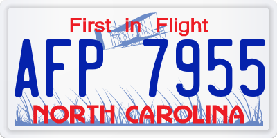 NC license plate AFP7955