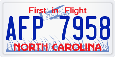 NC license plate AFP7958