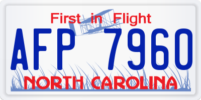NC license plate AFP7960