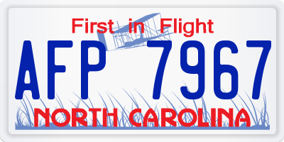 NC license plate AFP7967