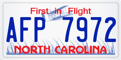 NC license plate AFP7972