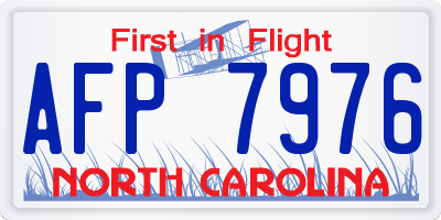 NC license plate AFP7976