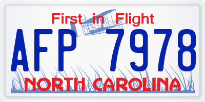 NC license plate AFP7978