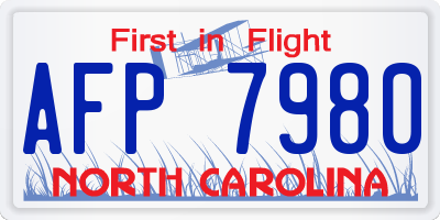 NC license plate AFP7980