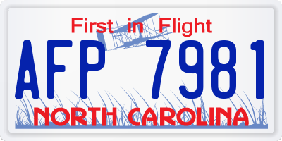 NC license plate AFP7981