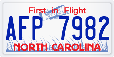 NC license plate AFP7982