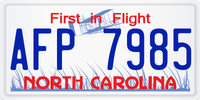 NC license plate AFP7985