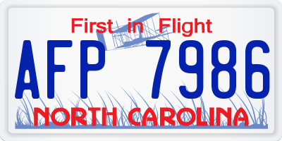 NC license plate AFP7986