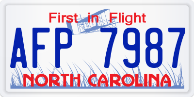NC license plate AFP7987