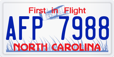 NC license plate AFP7988