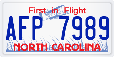 NC license plate AFP7989