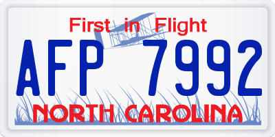 NC license plate AFP7992