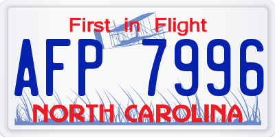NC license plate AFP7996