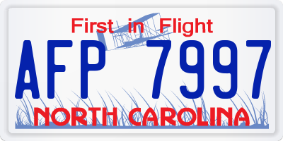 NC license plate AFP7997