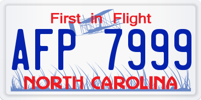 NC license plate AFP7999