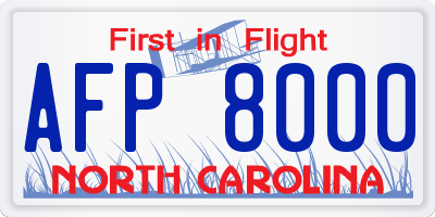 NC license plate AFP8000