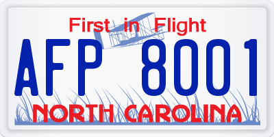 NC license plate AFP8001