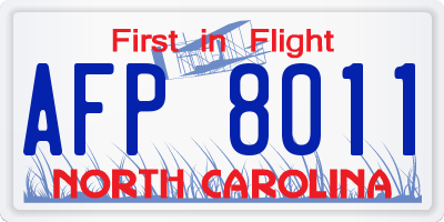 NC license plate AFP8011