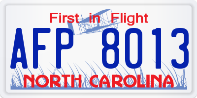 NC license plate AFP8013