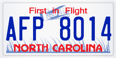 NC license plate AFP8014