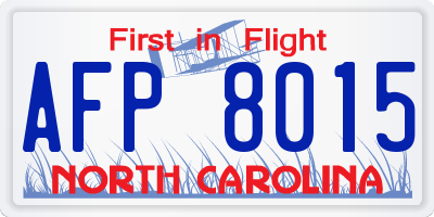 NC license plate AFP8015