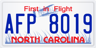 NC license plate AFP8019