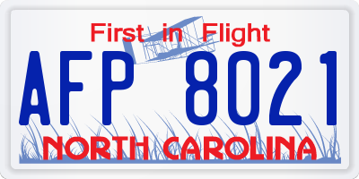 NC license plate AFP8021