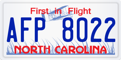 NC license plate AFP8022