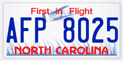 NC license plate AFP8025