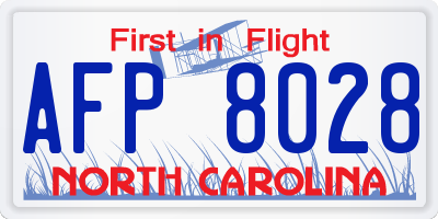NC license plate AFP8028
