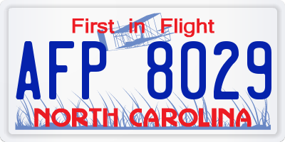 NC license plate AFP8029