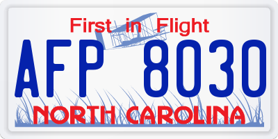NC license plate AFP8030